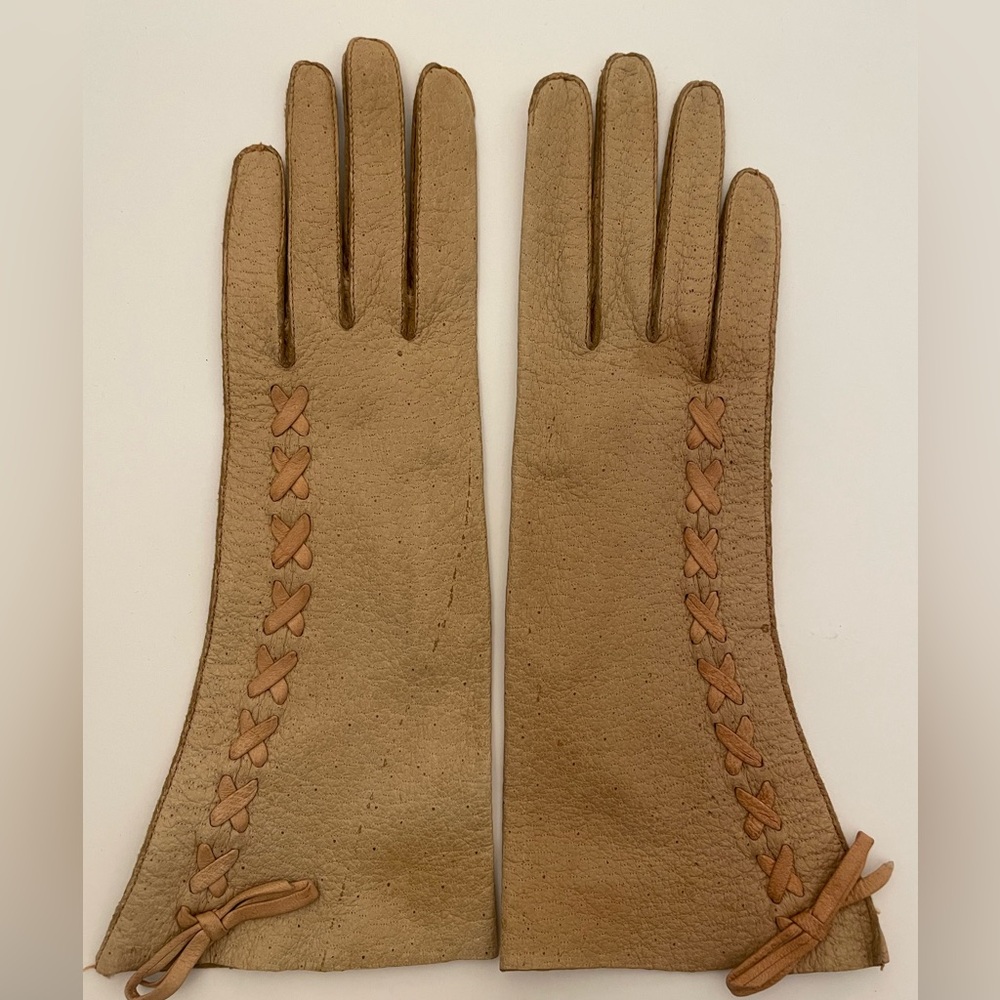 Vintage Meyers Make Country Club Ladies Brown Western Pigskin Gloves 6 1/4